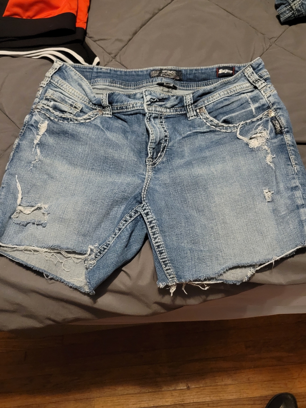 Silver Jeans Light Blue Distressed Denim Shorts